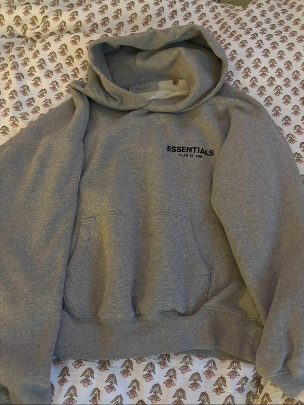 ESSENTIALS Grey Pullover Hoodie in Dark Oatmeal